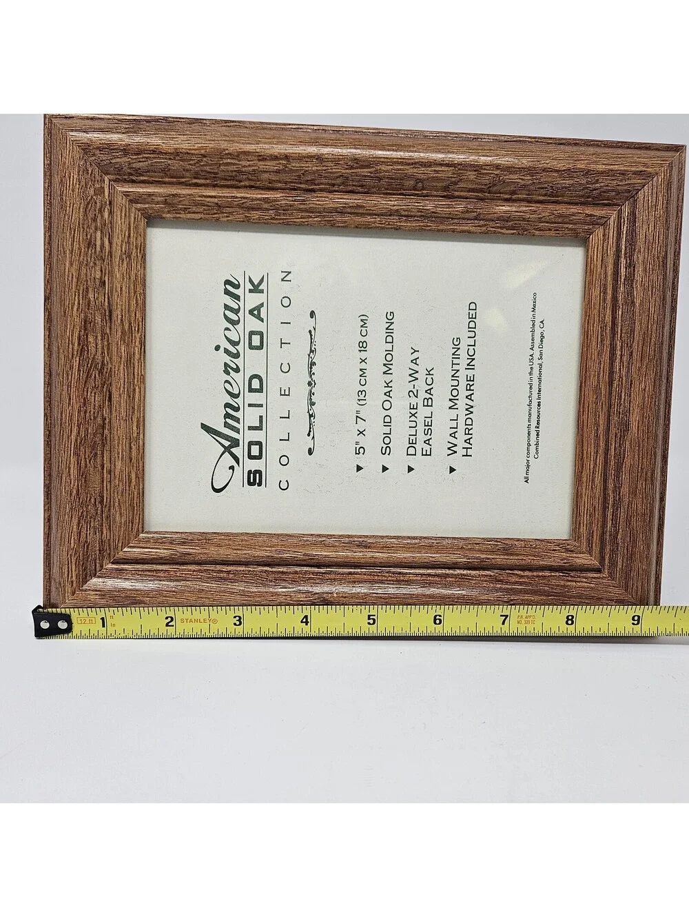 American Solid Oak 5x7 Picture Frame Wood Tabletop 2-Way Easel Back Vintage